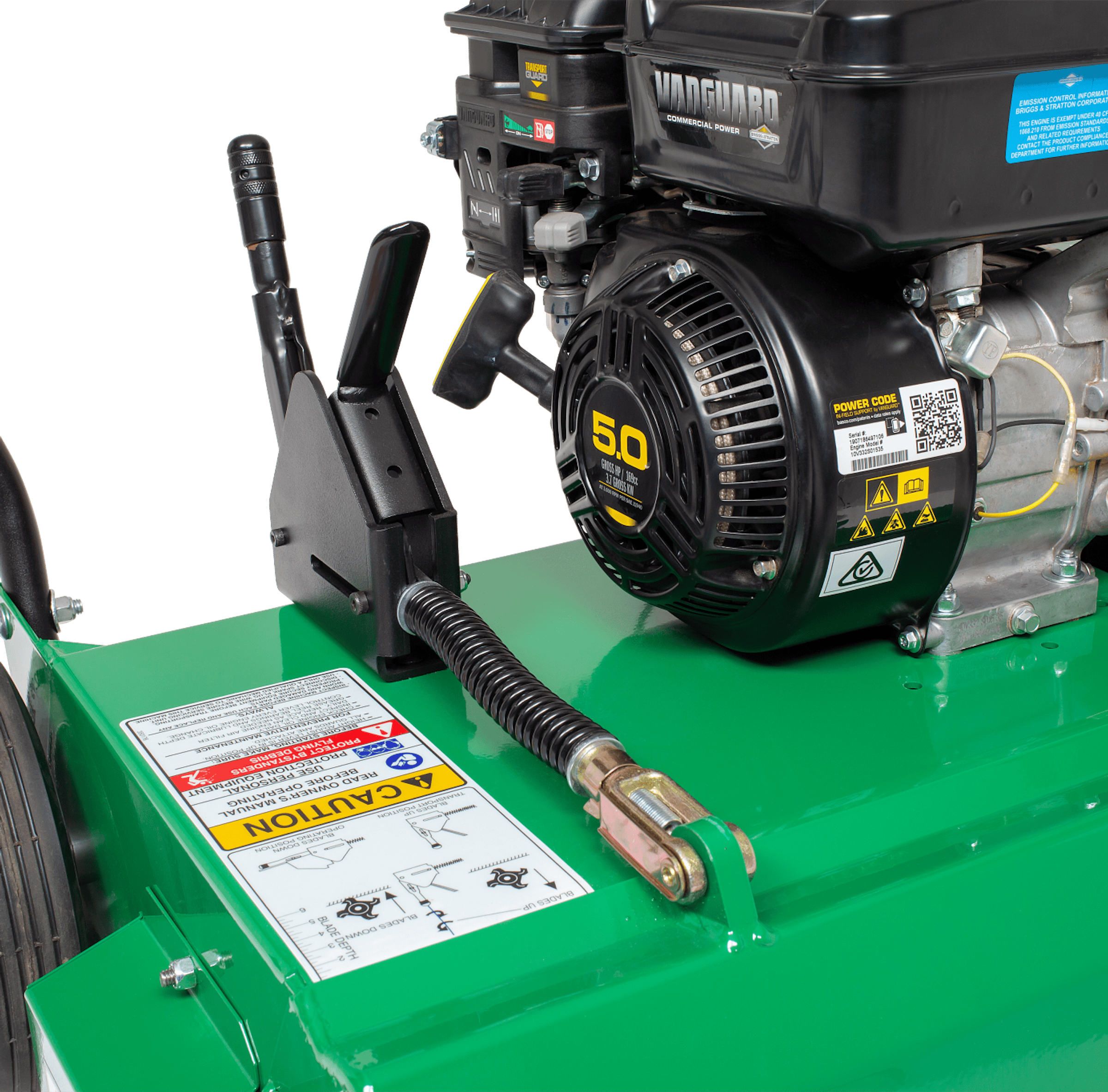 PR551 V closeup engine and control lever